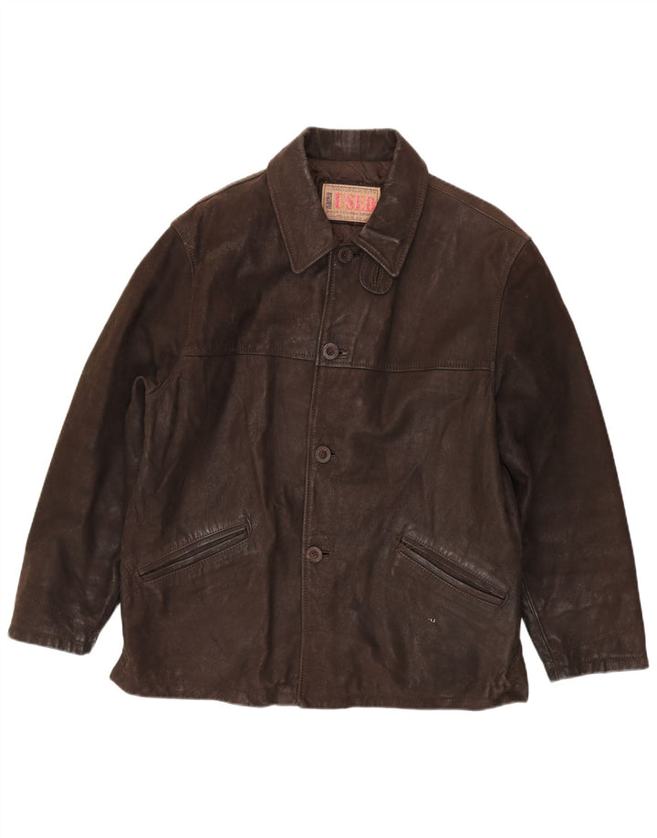 Vintage herre læderjakke IT 48 Medium Brun
