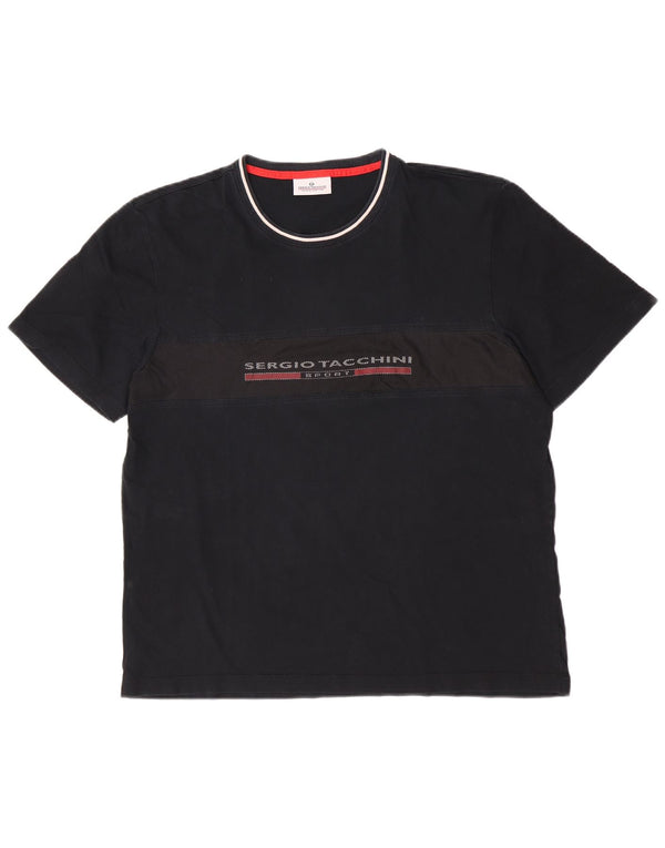 Sergio Tacchini Mens Graphic T-Shirt Top 2XL Black
