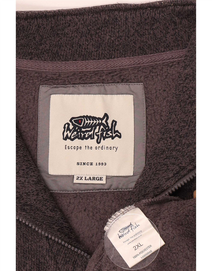 Weird Fish Herre Zip Neck Jumper Sweater 2XL Grå Polyester