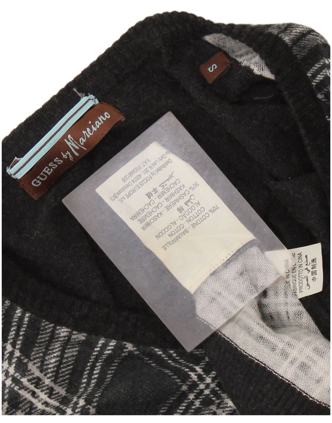 GUESS BY MARCIANO Dame V-hals sweater UK 10 Small Black Check