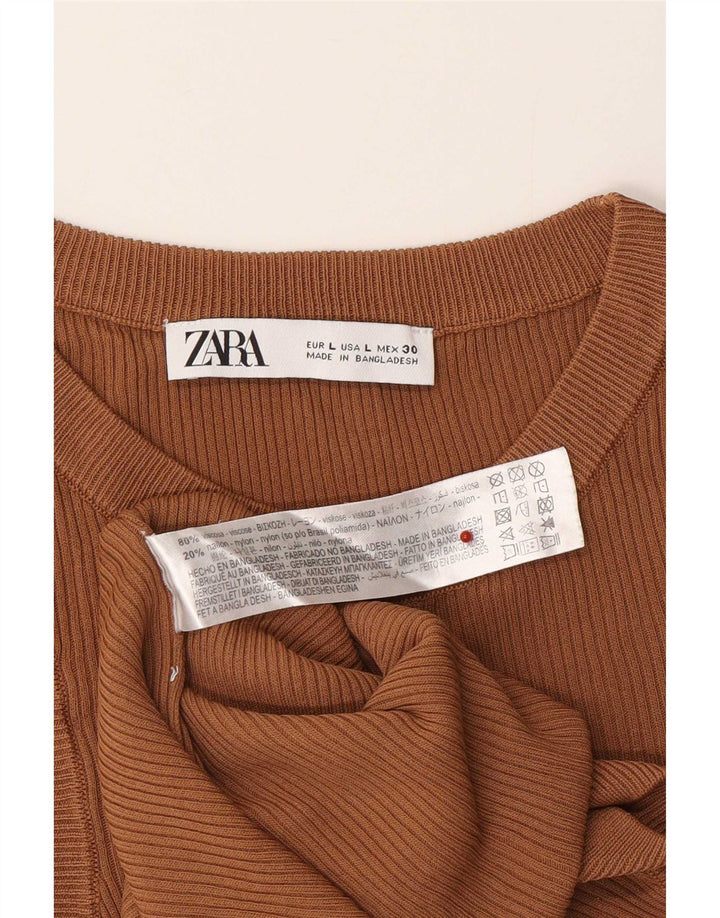 Zara Damevest Top UK 14 Stor brun viskose