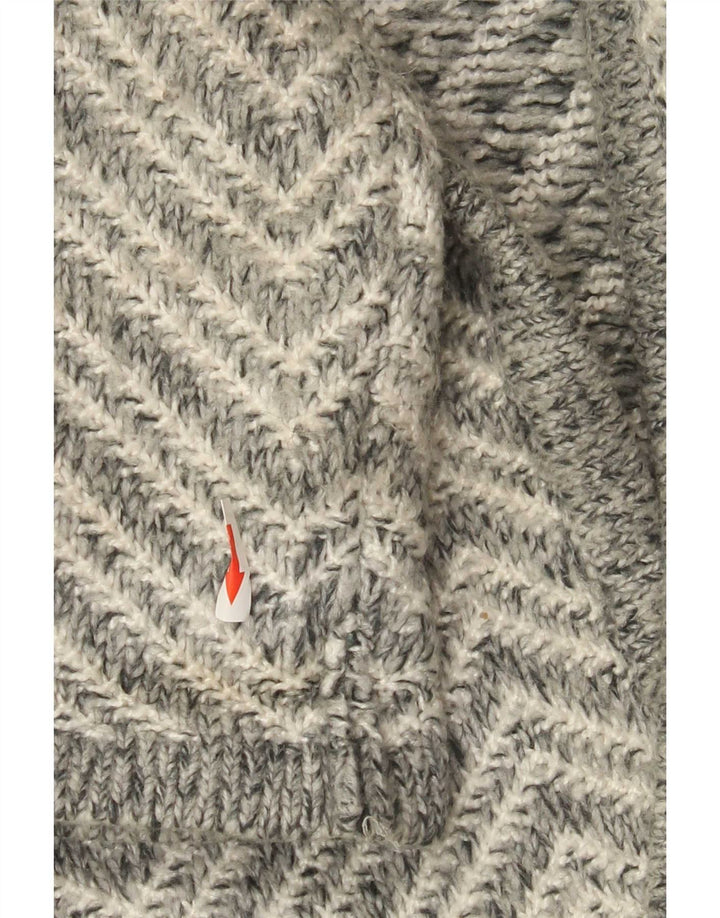 Marks & Spencer Dame Longline Cardigan Sweater UK 14 Medium Grey Chevron