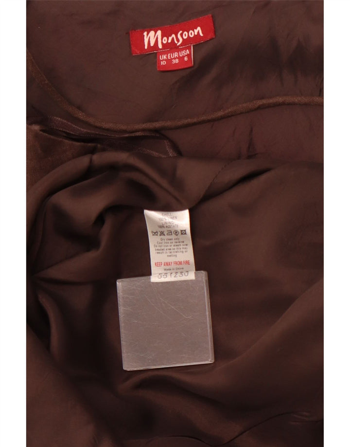 MONSOON Kvinder Grimekjole UK 10 Small Brown Linen