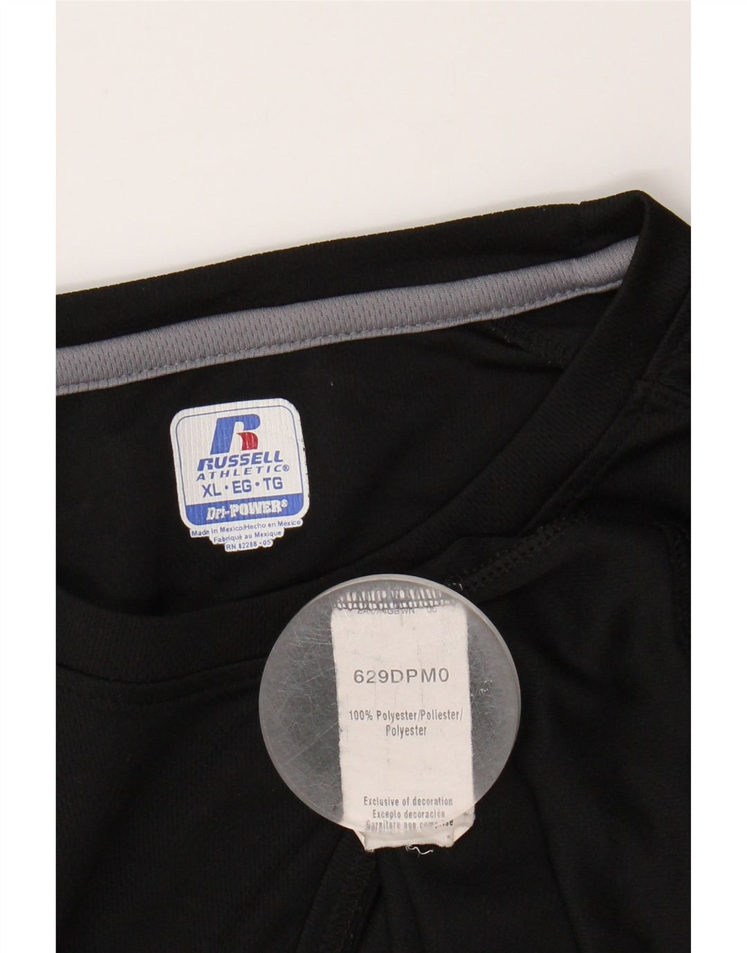 RUSSELL ATHLETIC Mens Dri-Power T-Shirt Top XL Black Polyester Vintage Russell Athletic and Second-Hand Russell Athletic from Messina Hembry 