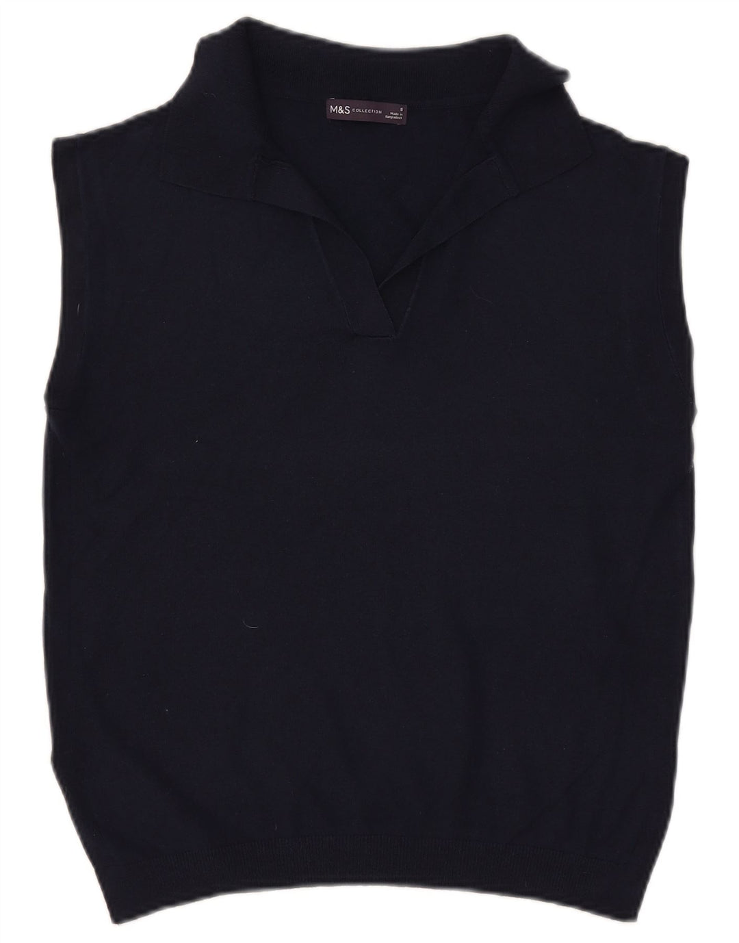 Marks & Spencer Damevest Tank Top UK 10 Small Navy Blue Polyester