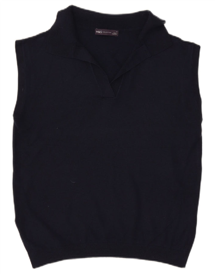 Marks & Spencer Damevest Tank Top UK 10 Small Navy Blue Polyester
