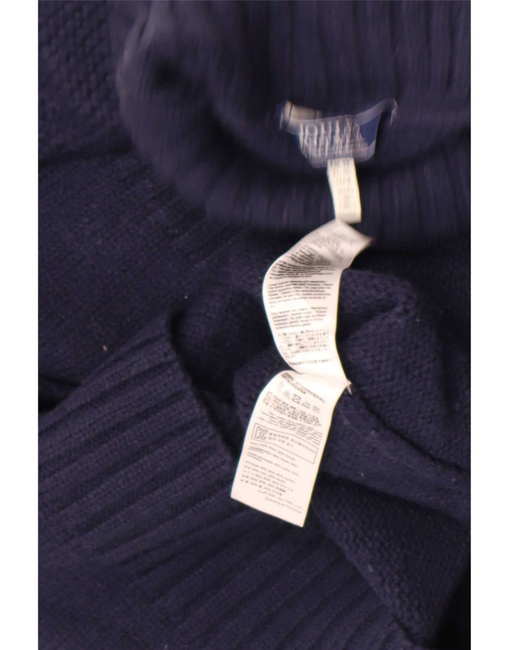 Joules Dame Roll Neck Jumper Sweater UK 12 Medium Navy Blue Wool