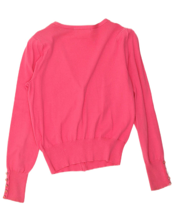 Marks & Spencer Dame Cardigan Sweater UK 10 Small Pink Bomuld