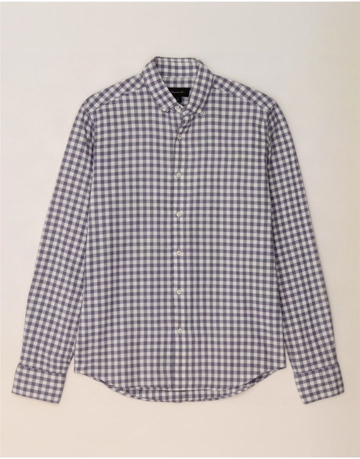 Massimo Dutti Herreskjorte Medium Blue Gingham Cotton