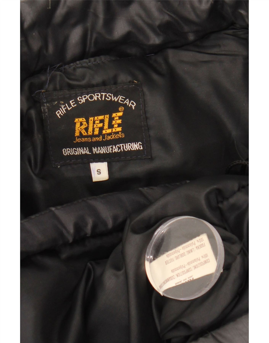RIFLE Mens Padded Jacket UK 36 Small Black Polyamide