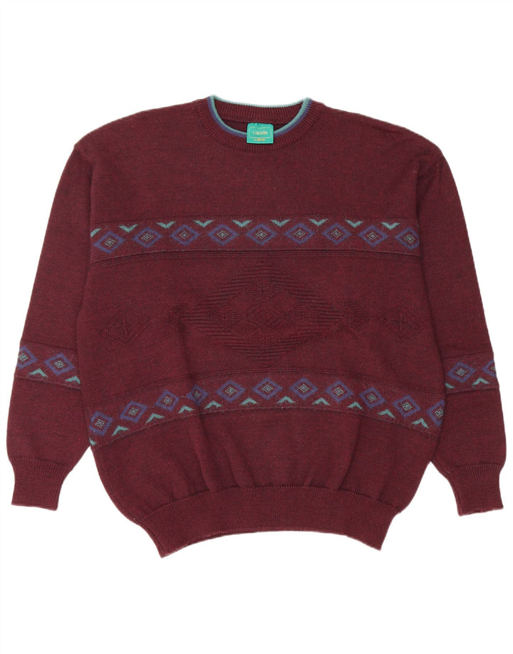 Canda sweater med rund hals til mænd IT 52/54 Large Burgundy Argyle/Diamond
