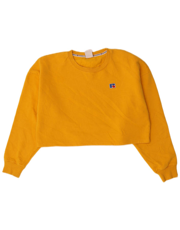 Russell Athletic Girls Crop Oversized Sweatshirt Jumper 9-10 år Gul