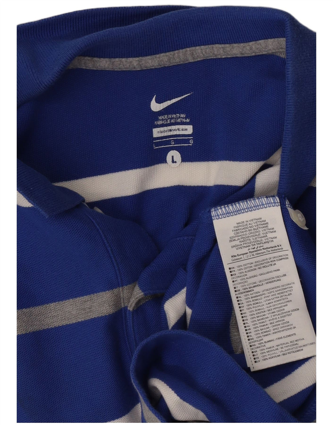 NIKE Poloshirt til mænd, stor blå stribet bomuld