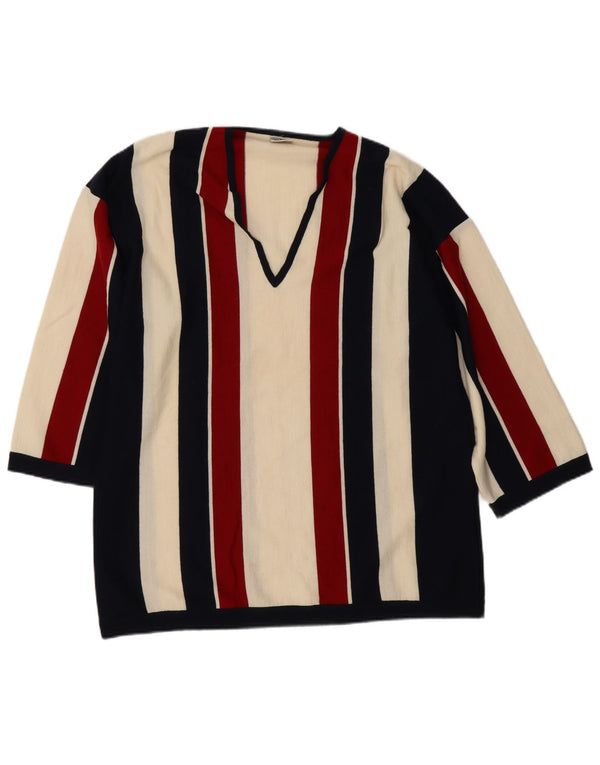 Accento By Marzotto Herre V-hals sweater Medium Flerfarvet Stribet