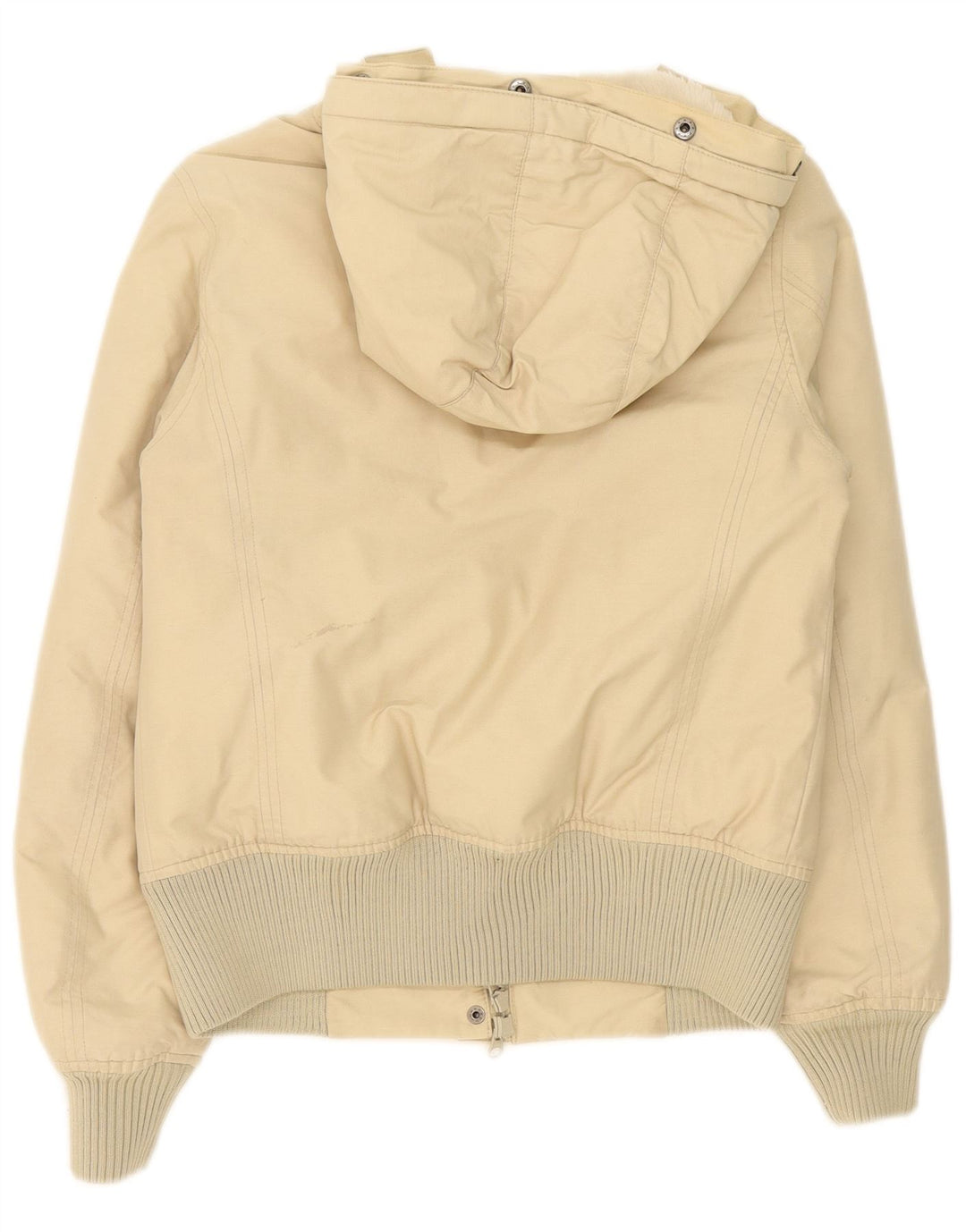 Woolrich Dame Hætte Oversized Polstret Jakke UK 10 Lille Beige Bomuld