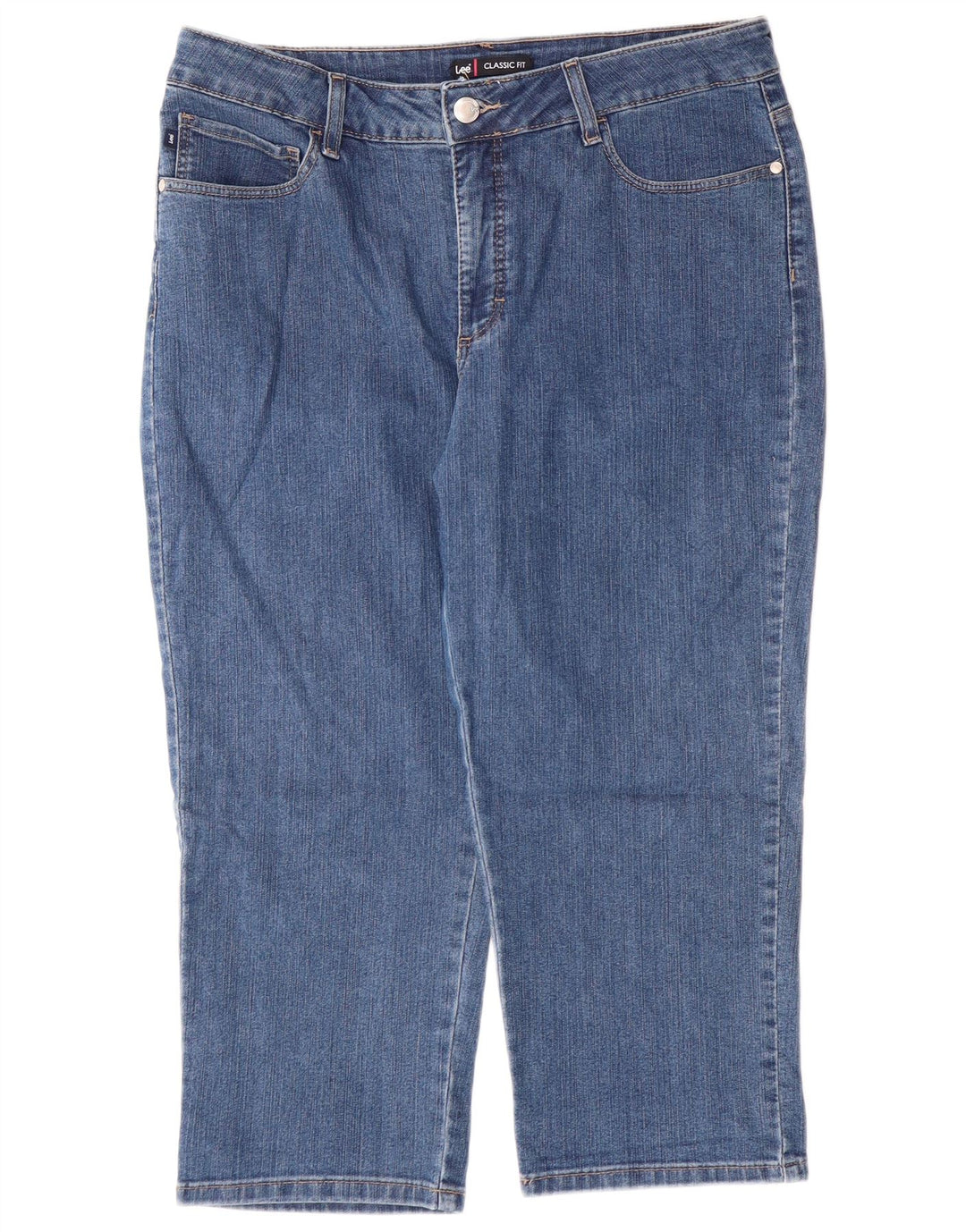 LEE Dame Classic Fit Capri Jeans US 16 2XL W34 L22 Blå Bomuld