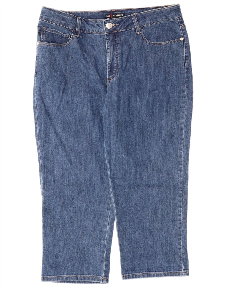LEE Dame Classic Fit Capri Jeans US 16 2XL W34 L22 Blå Bomuld