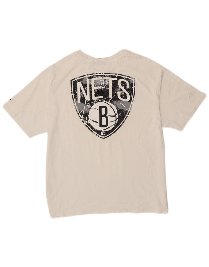 New Era Herre Brooklyn Nets Grafisk T-Shirt Top Stor Hvid