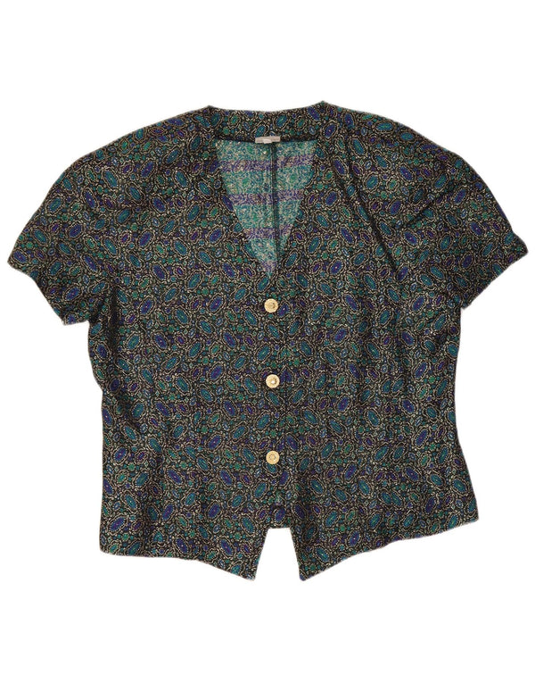 Andrea Mare Womens Crop kortærmet skjortebluse UK 14 Large Multicolored