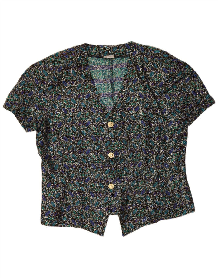 Andrea Mare Womens Crop kortærmet skjortebluse UK 14 Large Multicolored