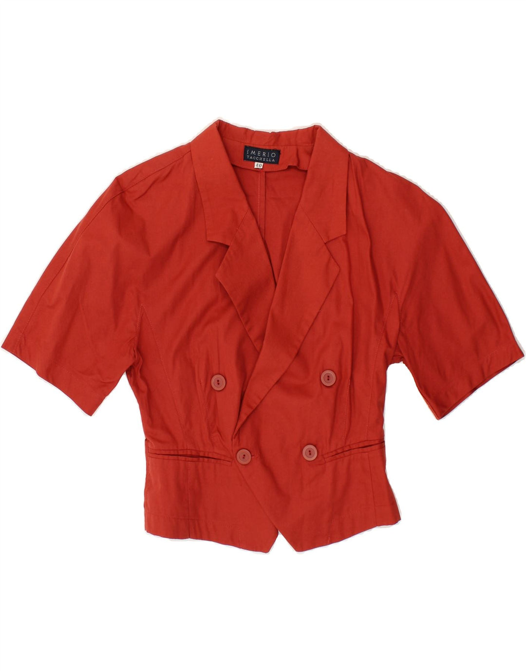 IMERIO TACCHELLA Womens Crop Short Sleeve Blazer Jacket EU 40 Medium Red Vintage Imerio Tacchella and Second-Hand Imerio Tacchella from Messina Hembry 