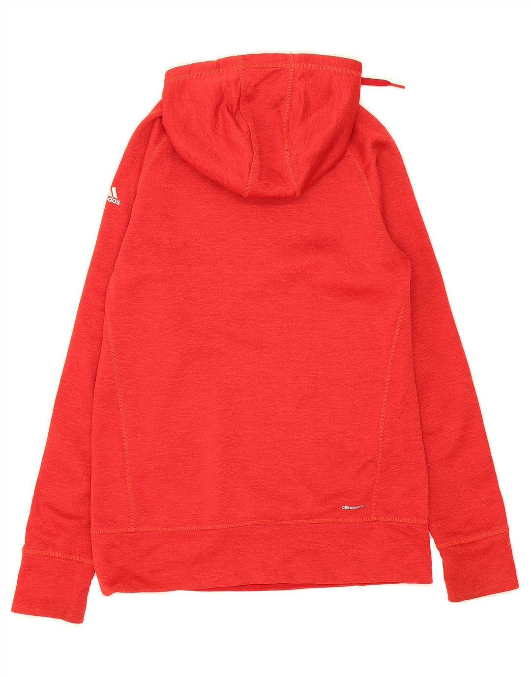 ADIDAS Womens Climawarm Hoodie Jumper UK 12/14 Medium Red Polyester Vintage Adidas and Second-Hand Adidas from Messina Hembry 