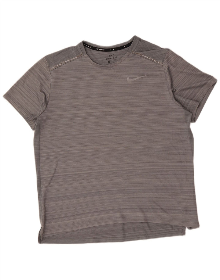 Nike Herre Dri Fit T-shirt Top Stor grå nålestribet polyester