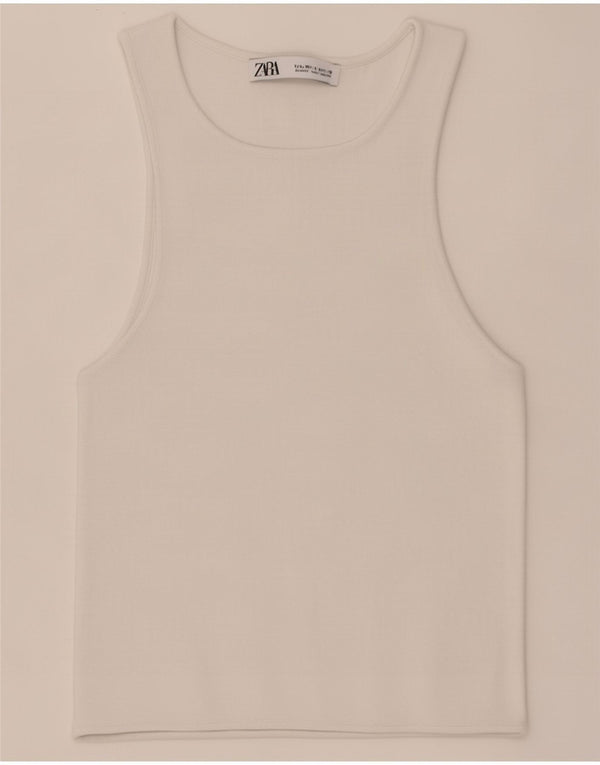 Zara Womens Crop Vest Top UK 8 Small White Viscose