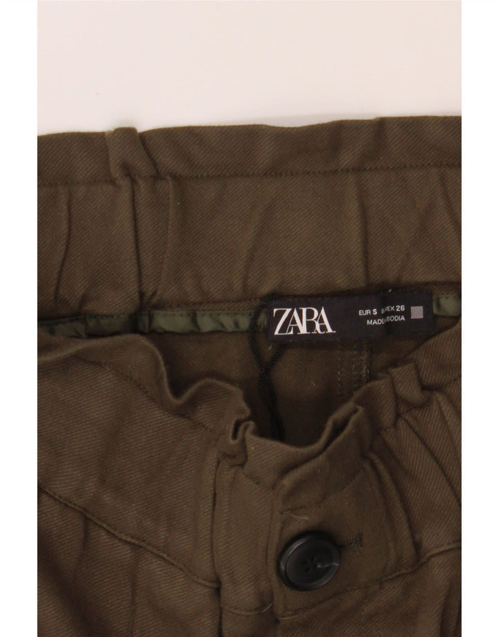 ZARA Womens Slim Chino Trousers Small W28 L22 Brown Viscose Vintage Zara and Second-Hand Zara from Messina Hembry 