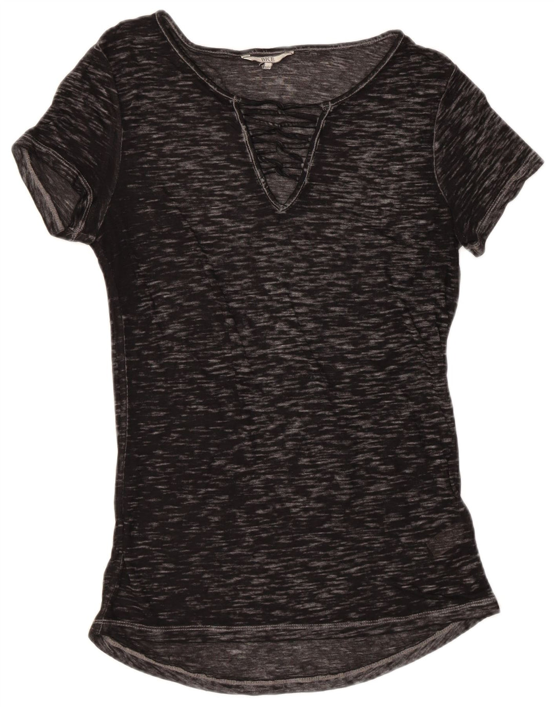 BKE Dame Se Through T-Shirt Top UK 10 Small Black Flecked Bomuld