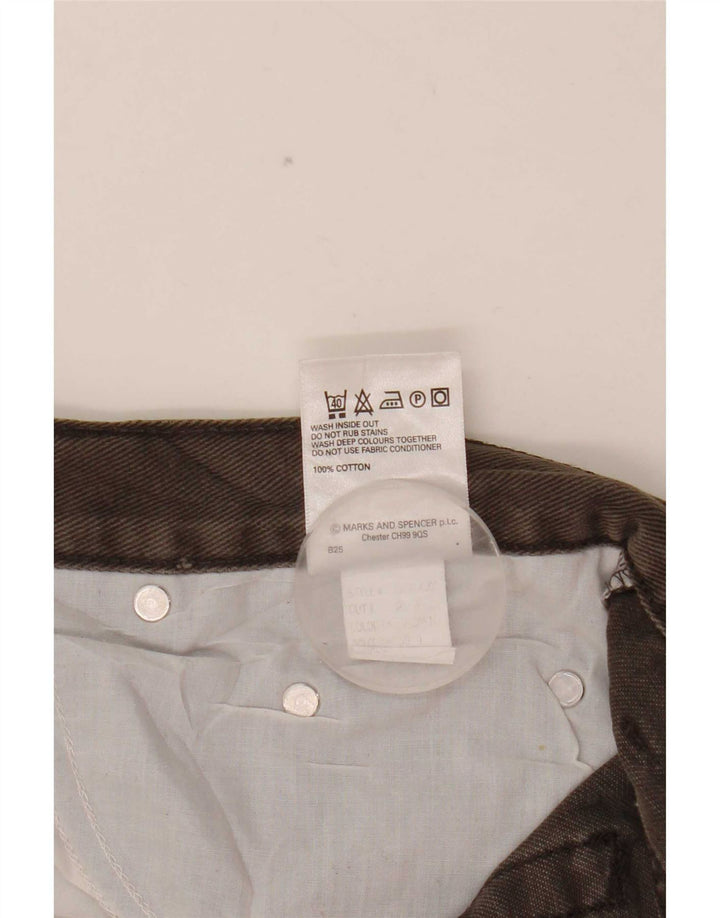 Marks & Spencer Herre Blue Harbor Straight Jeans W42 L29 Brun Bomuld