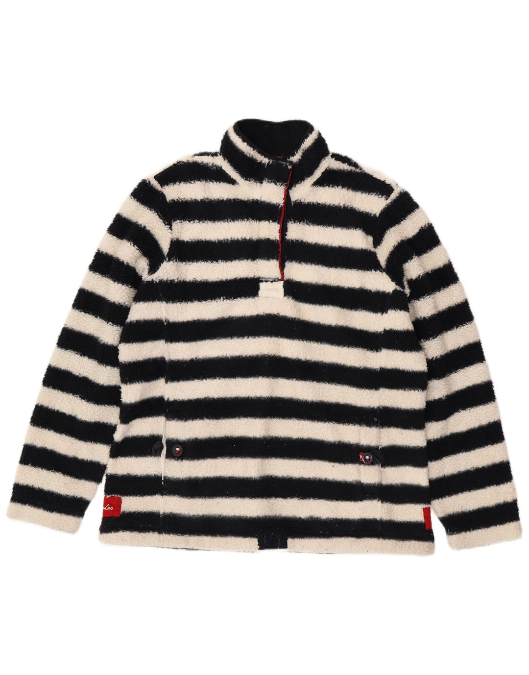 Joules Dame Oversized Fleece Jumper UK 14 Stor Sort Stribet Polyester