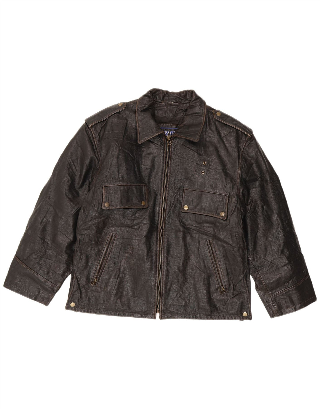 Bikers Herre Læder Biker Jacket IT 52 XL Brun Læder