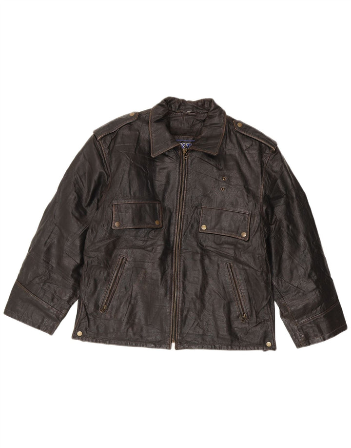 Bikers Herre Læder Biker Jacket IT 52 XL Brun Læder