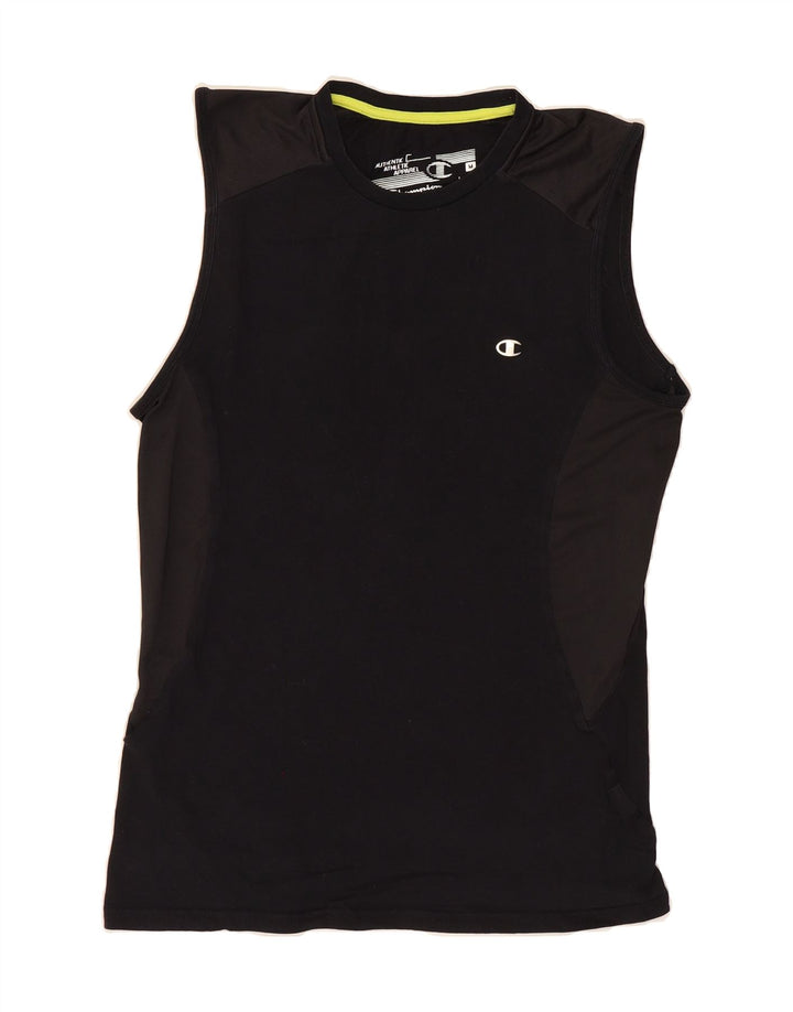 CHAMPION Womens Vest Top UK 12 Medium Black Colourblock Vintage Champion and Second-Hand Champion from Messina Hembry 