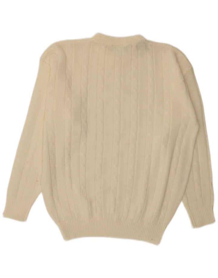 Vintage herre rund hals sweater stor off white akryl