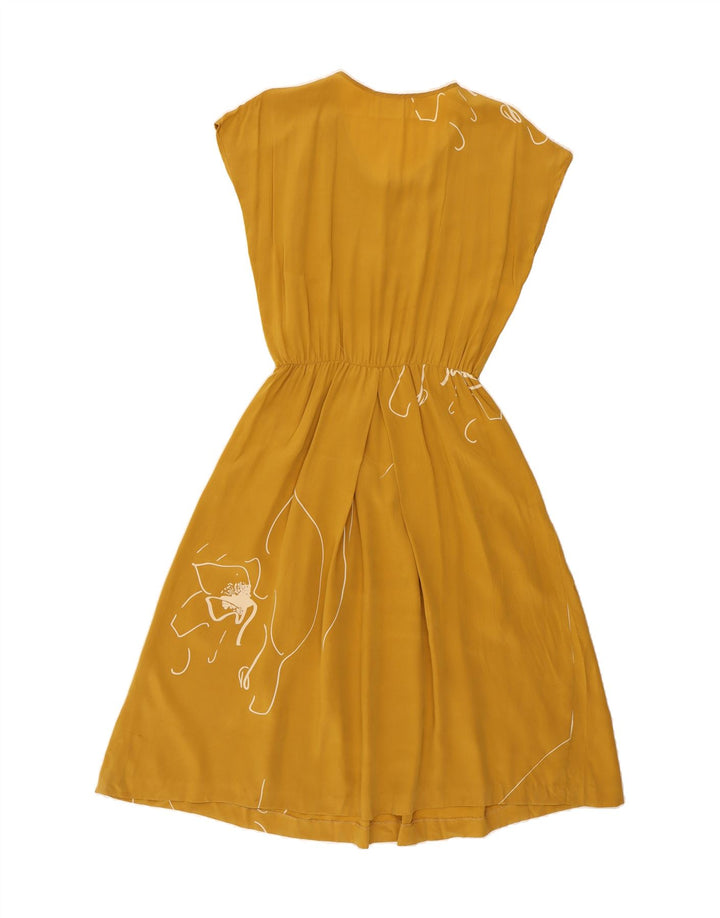 VINTAGE Womens A-Line Dress UK 14 Medium Yellow Vintage Vintage and Second-Hand Vintage from Messina Hembry 
