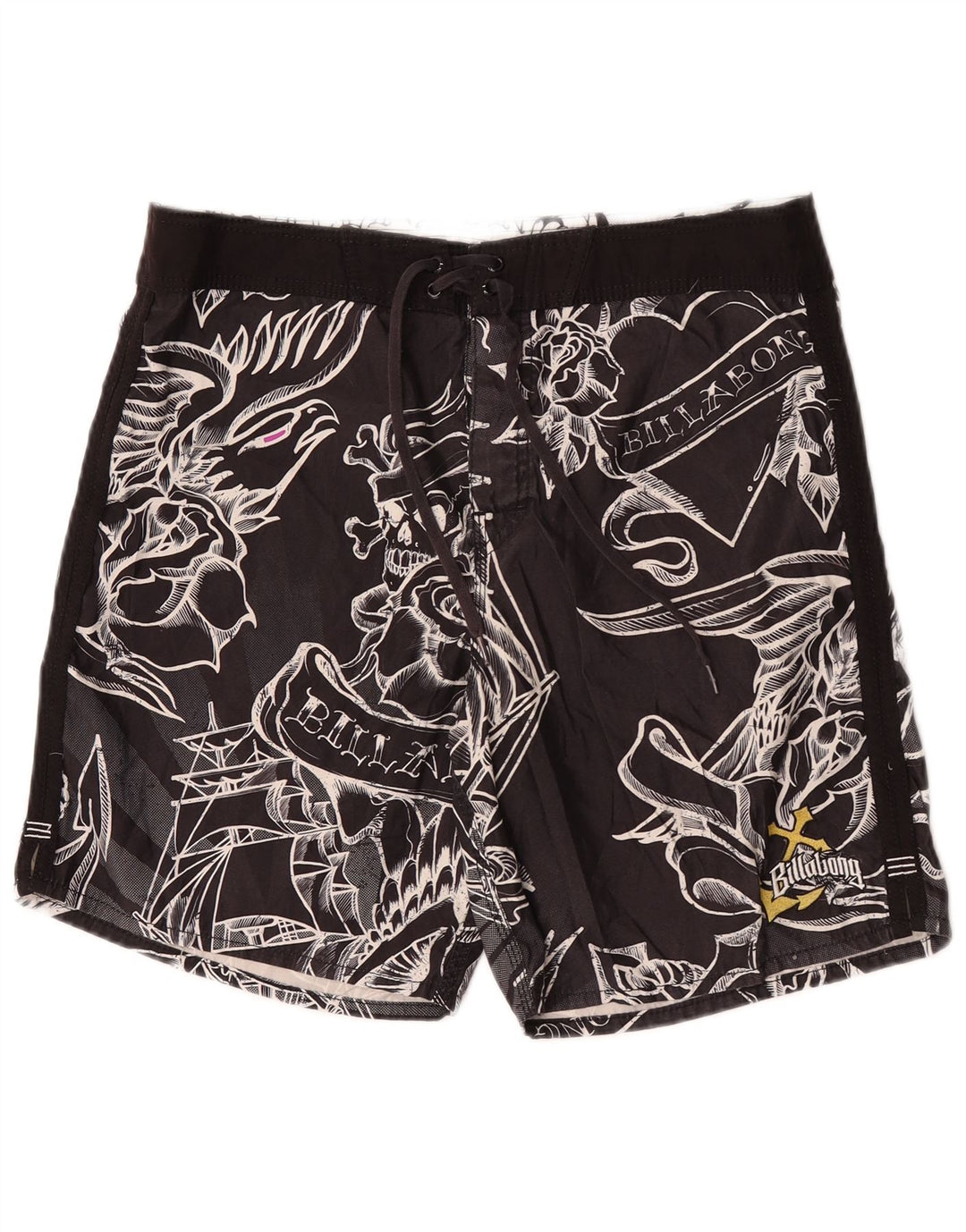 Billabong Herre grafiske svømmeshorts store sorte blomster polyester