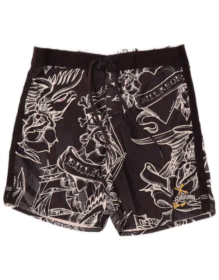 Billabong Herre grafiske svømmeshorts store sorte blomster polyester