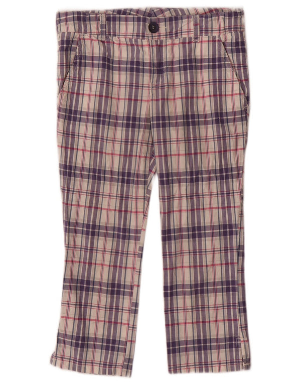 BENETTON Chinobukser til piger 10-11 år XL W28 L19 Lilla ternet