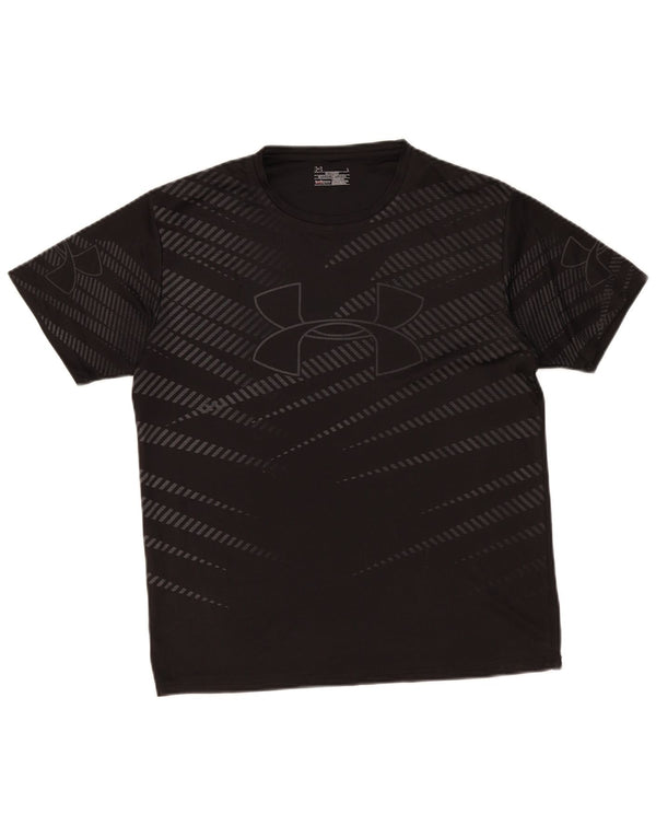 Under Armour Dame Heat Gear Grafisk T-Shirt Top UK 16 Stor Sort Stribet