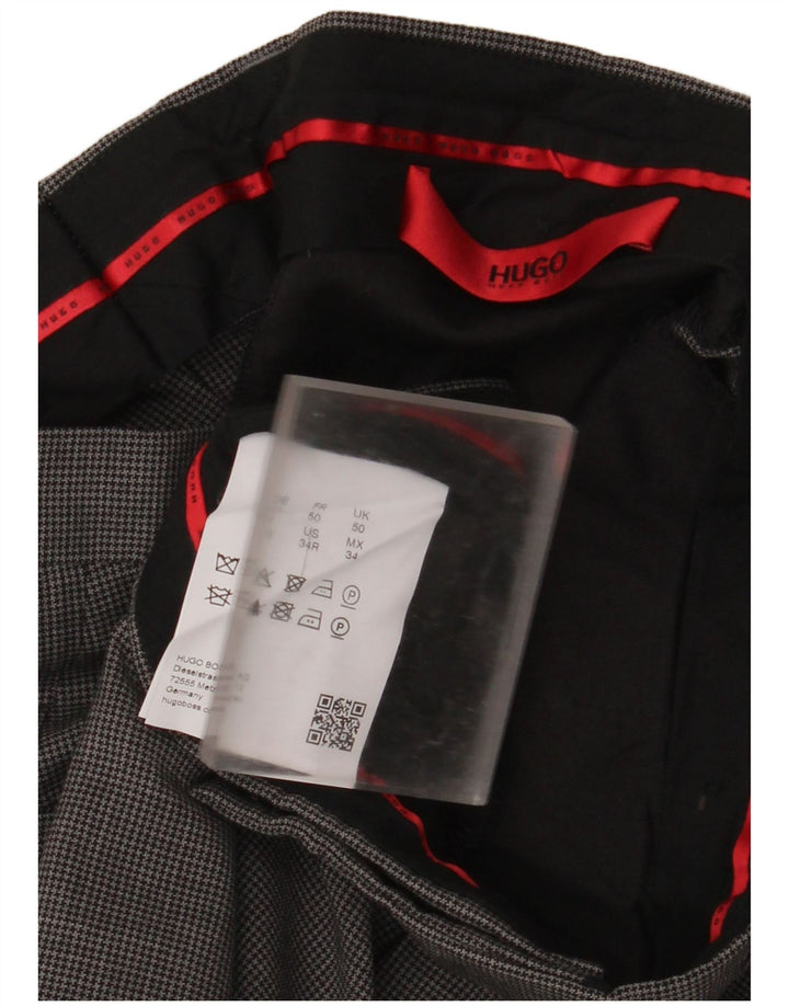 Hugo Boss Lige jakkesæt til mænd IT 50 Large W34 L31 Grå Houndstooth