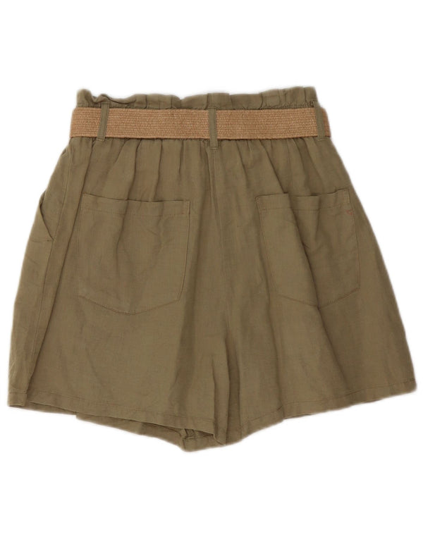 Zara kvinders højtaljede chinoshorts Medium W30 Khaki Linned