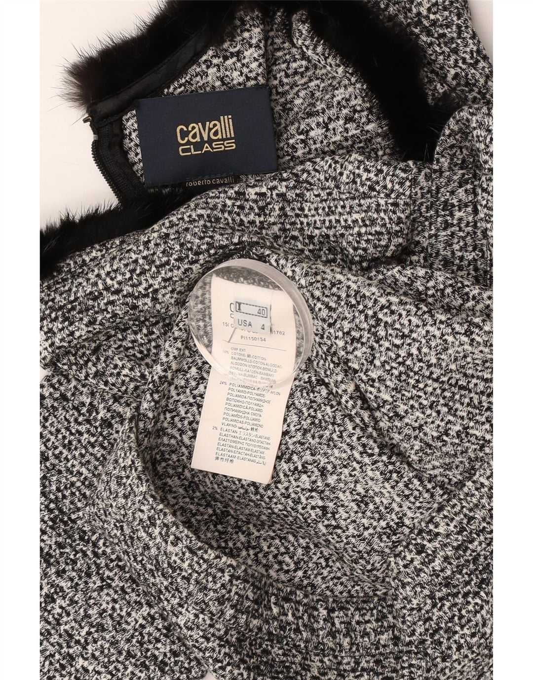 Cavalli Dame Crop 3/4-ærmet bluse Top IT 40 Lille sort bomuld