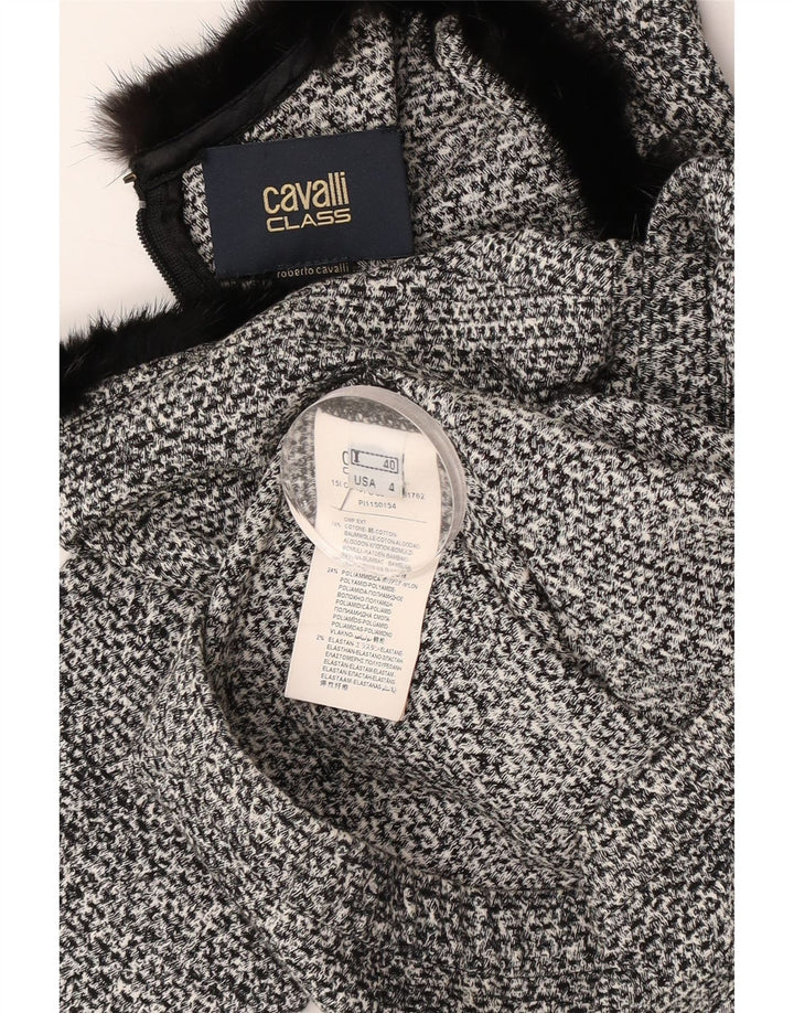 Cavalli Dame Crop 3/4-ærmet bluse Top IT 40 Lille sort bomuld