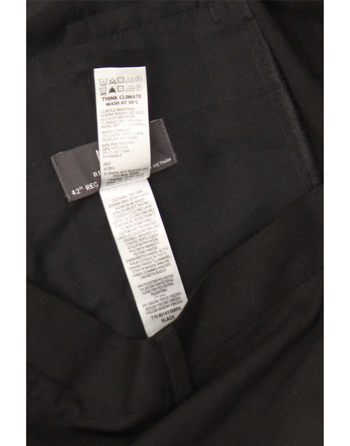 Marks & Spencer Herre Regular Fit Suit Bukser W42 L31 Sort polyester