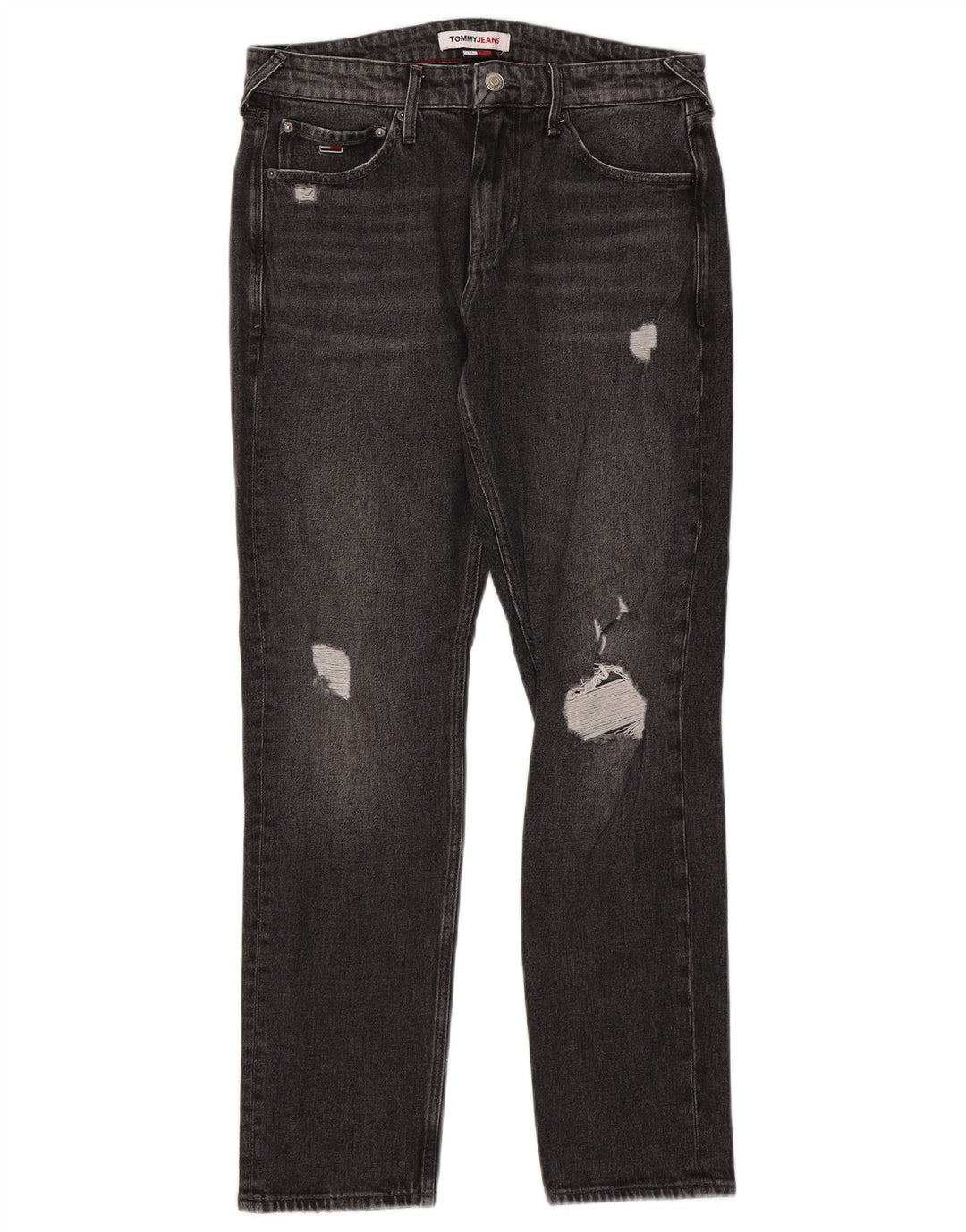 TOMMY HILFIGER Mens Distressed Straight Jeans W31 L32 Grey Cotton