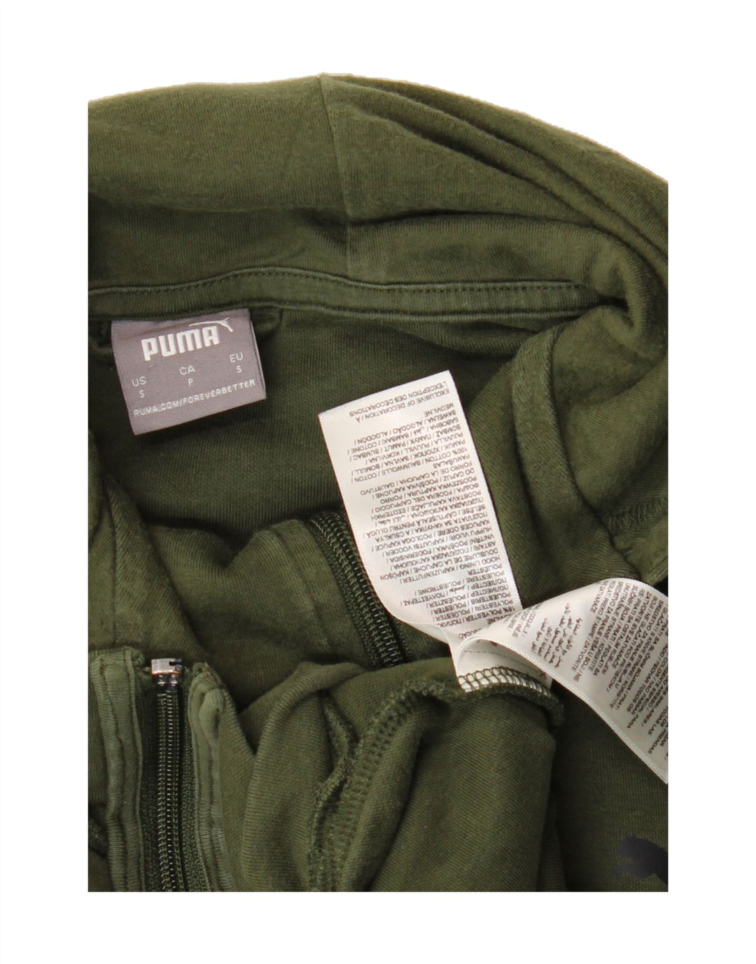 PUMA Mens Zip Hoodie Sweater Small Khaki Polyester Vintage Puma and Second-Hand Puma from Messina Hembry 