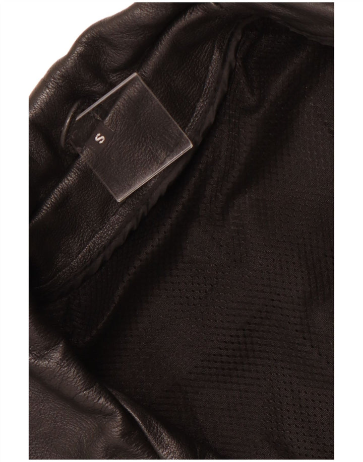 VINTAGE Herre Læder Biker Jacket UK 36 Lille Sort