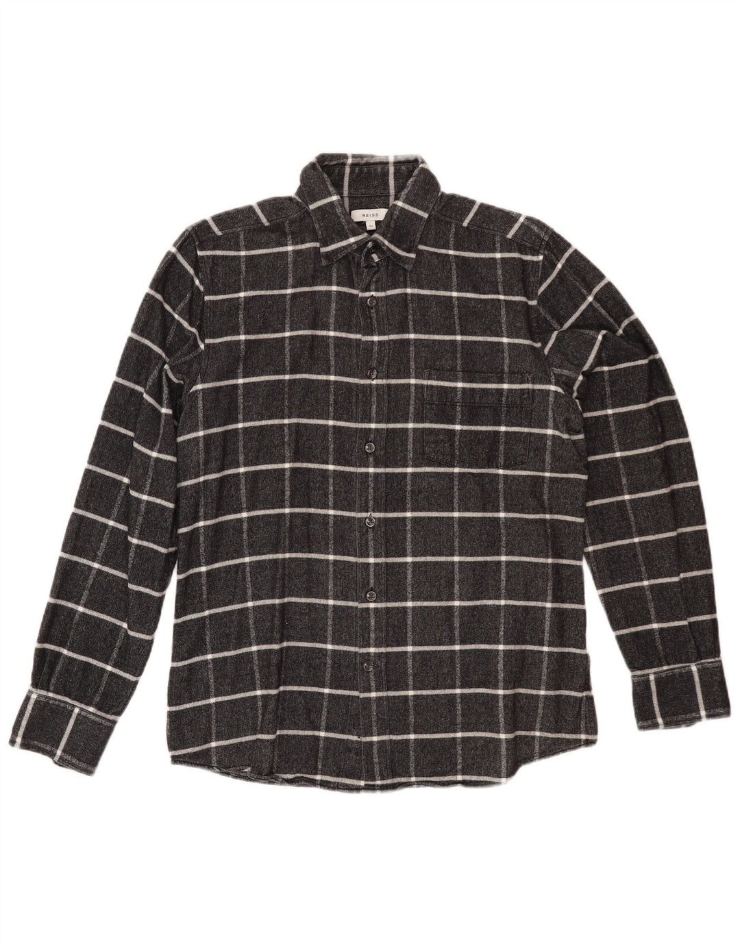 REISS Flanelskjorte til kvinder UK 14 Medium Grey Ternet Bomuld